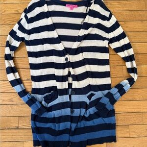 Betsey Johnson Navy and Cream Striped Ombré Cardigan